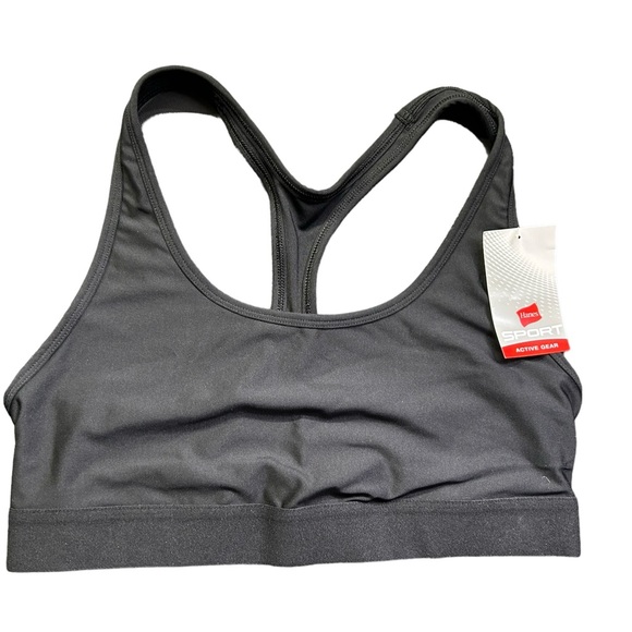 HANES black XL pull over Performance compression racerback wirefree sports bra - Picture 2 of 7